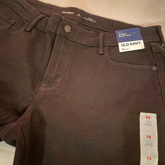 BNWT Old Navy 14 SHORT / Midrise Kicker Boot Cut Jean. Black women's Jeans - Picture 6 of 13